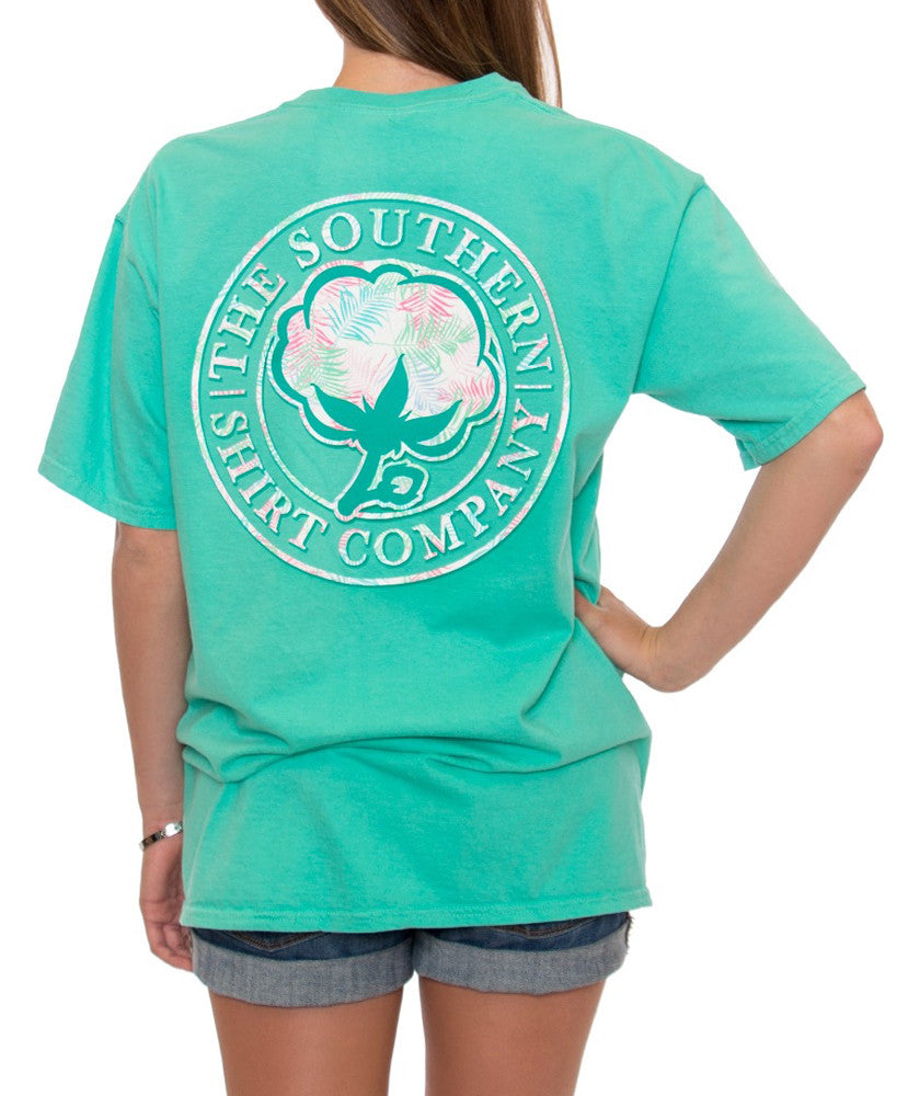 Southern Shirt Co - Palm Print Logo Pocket Tee - Mojito Back