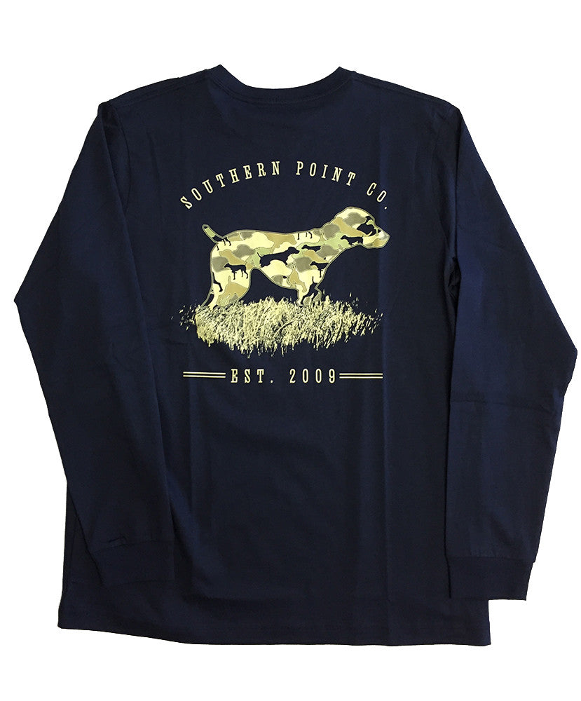 Southern Point - Signature L/S Tee Greyton Camo - Dark Navy