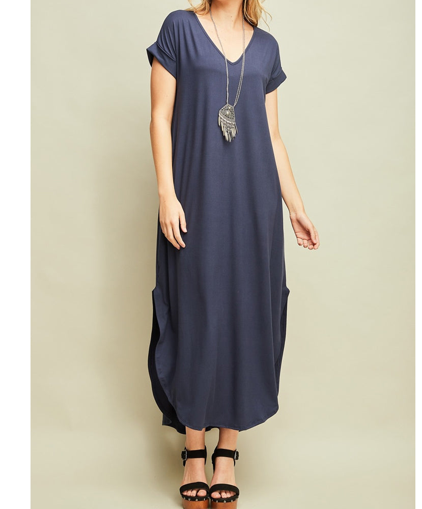 V-Neck Maxi Dress w/ Pockets
