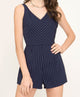 She + Sky - SL7434 - Sleeveless Woven Striped Romper w/ Back Tie Detail