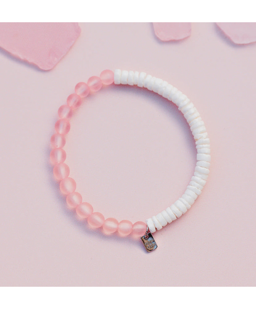 Pura Vida - Puka Shell & Frosted Bead Stretch Bracelet