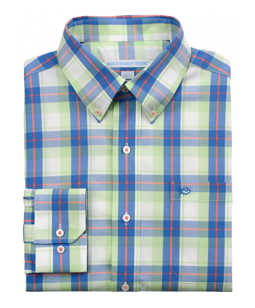 Southern Tide - Bon Voyage Plaid Sport Shirt - Lime
