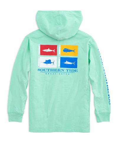 Southern Tide - Youth Catch Flags Long Sleeve Hoodie Tee
