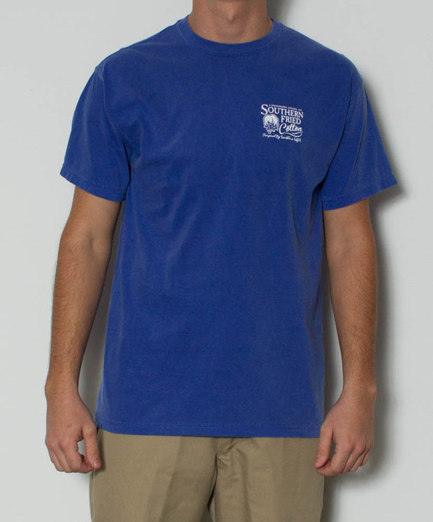 Southern Fried Cotton - Yellow Lab S/S Pocket Tee - Neon Blue Front