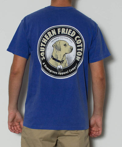 Southern Fried Cotton - Yellow Lab S/S Pocket Tee - Neon Blue Back