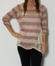 BluPepper - 3/4 Sleeve Striped Knit Top with Lace