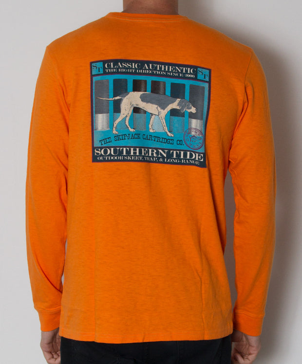 Southern Tide - Skipjack Cartirdge Co. Long Sleeve Slub T-Shirt Hunter's Orange Back