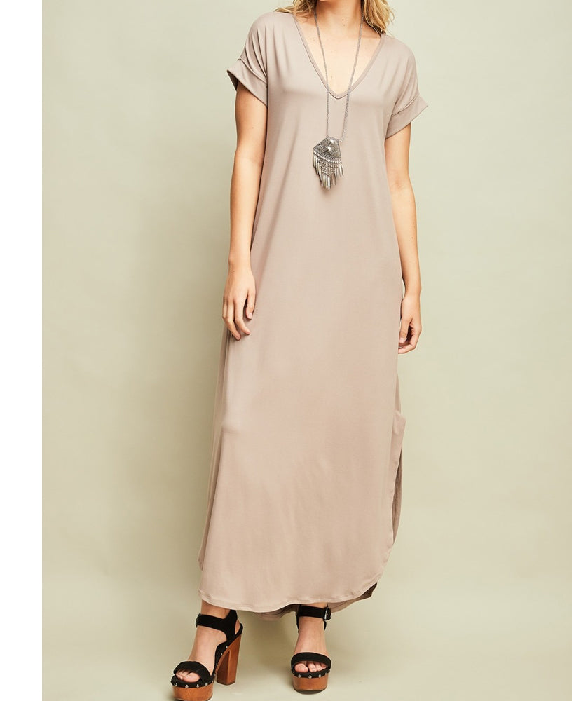 V-Neck Maxi Dress w/ Pockets