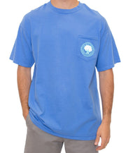 Southern Shirt Co - Palm Print Logo Pocket Tee - Spinnaker Front