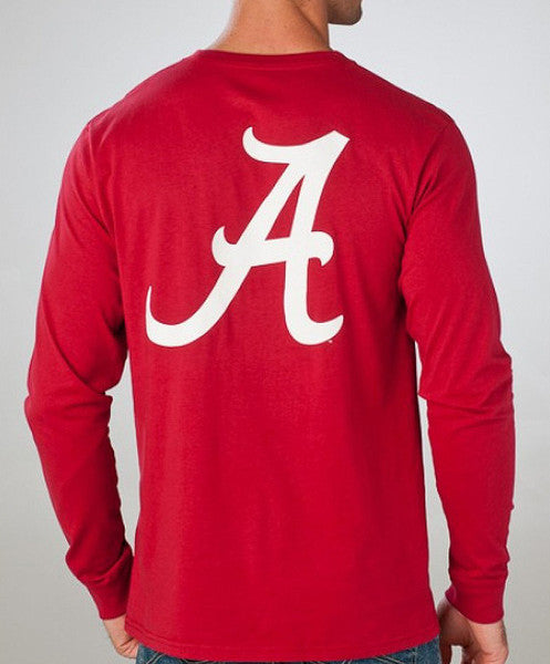 Southern Tide - Long Sleeve Collegiate Flag Pocket Tee: AL Back