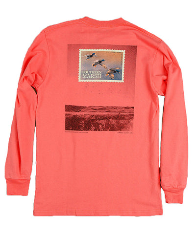 Southern Marsh - Duck Stamp Long Sleeve - Coral