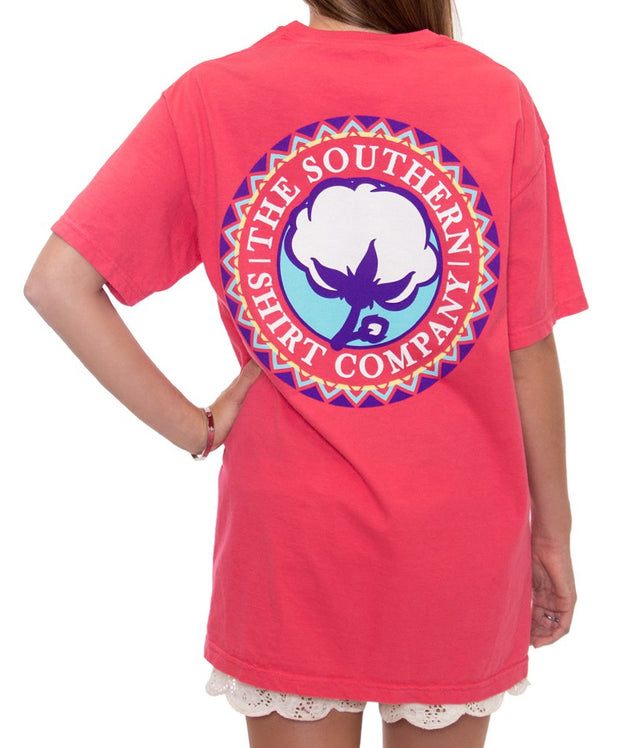 Southern Shirt Co - Tribal Print  Logo T-Shirt - Tropical Red Back