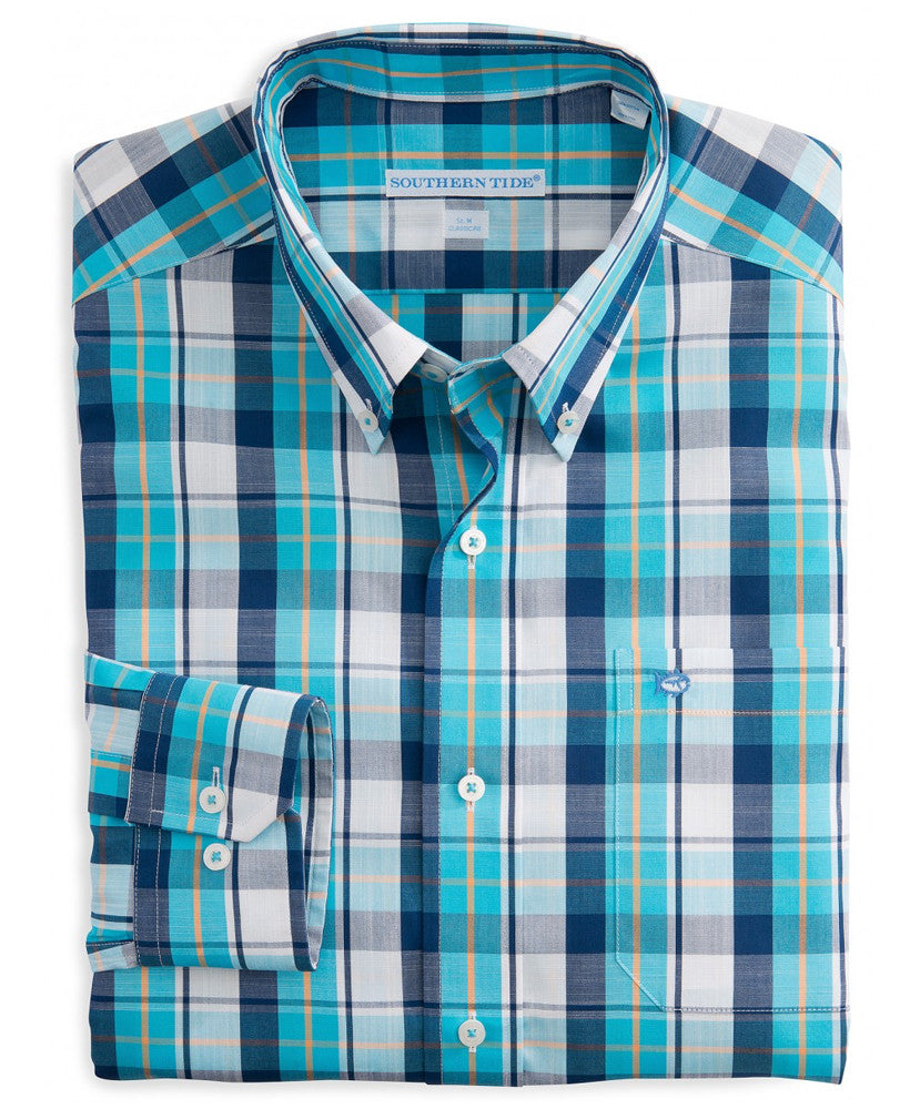 Southern Tide - Auto Pilot Plaid Sport Shirt - Waterfall